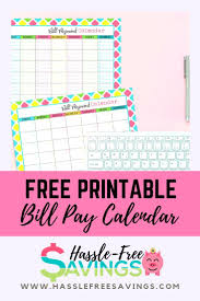 Free Printable Bill Pay Calendar Paying Bills Budget Calendar Budget Planner