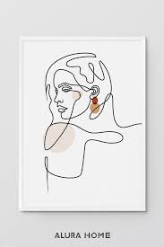Line Art Print Feminist Wall Art Abstract Face Line Art Etsy Line Art Drawings Disney Canvas Art Art