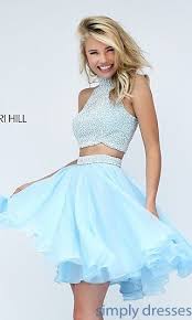 Dresses Formal Prom Dresses Evening Wear Two Piece Short High Neck Prom Dress By Sherri Hill High Neck Prom Dress Piece Prom Dress Prom Dresses Short