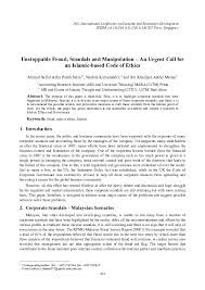The share price suffered turbulence when it was the scandal began when the project had cost overruns of up to rm3. Pdf Unstoppable Fraud Scandals And Manipulation An Urgent Call For An Islamic Based Code Of Ethics Norlela Kamaluddin Academia Edu