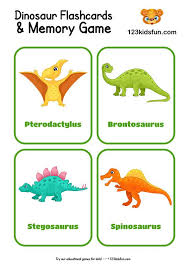Free Printable Dinosaur Flashcards And Memory Game For Kids 123 Kids Fun Apps Dinosaur Pictures Memory Games For Kids Dinosaurs Names And Pictures