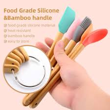 #9 m kitchen world heat resistant silicone cooking utensil set. Buy 5 Piece Silicone Spatula Mini Rubber Spatula Wooden Handle Heat Resistant Silicone Spatula Set Kitchen Utensils Non Stick For Baking Cooking And Mixing Online In Kazakhstan B08drds8dt