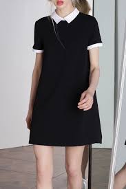 Bootyjeans Black Peter Pan Collar Preppy Style Dress Mini Dresses At Dezzal Black Dress Short Dresses Long D Collar Dresses Outfit Fashion Preppy Dresses