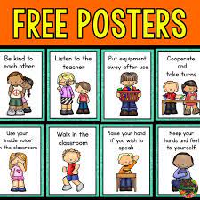 Free Classroom Rules Posters For Bulletin Board Displays And Behavior Management Islaheartsteaching Flashcards Educacao Educacao Infantil