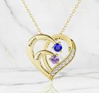 Custom Heart Necklace | Personalized Birthstone & Name Pendant