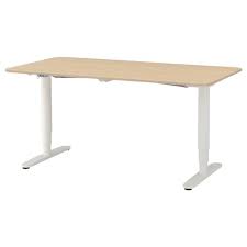 Bekant Skrivbord Sitt Sta Vitlaserad Ekfaner Vit 160x80 Cm Ikea Ikea Bekant Ikea Bekant Desk Ikea