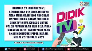 Pendidikan berkualiti insan terdidik negara sejahtera. Kementerian Pendidikan Kpm Menambah Slot Program Tv Pendidikan Dalam Program Didiktv Ntv7 Khusus Untuk Calon Peperiksaan Spm Tahun 2020 Yang Akan Menduduki Peperiksaan Mulai 22 Februari Ini Jabatan Penerangan Malaysia