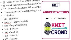 Check spelling or type a new query. Knitting Abbreviations Guide The Knit Crowd