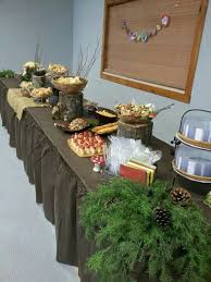Food Table For Woodland Theme Baby Shower Baby Shower Table Decorations Baby Shower Woodland Theme Baby Shower Woodland