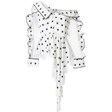 Black And White Polka Dot Blouses For Womens Self Portrait Asymmetric Polka Dot Blouse 7 984 905 Vnd Liked On Polyvore Featuring Tops Blouses White White Off T Polka Dot Blouse Dark Outfits Fashion