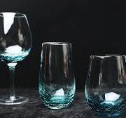 Amazon.com | Joeyan Handmade Blue Crackle Wine Glasses,Large ...