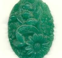 36x26mm Jade Green Floral Glass Stone-0697-17