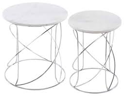 Light glimmers through the crystalline glass and glittering gold metallic finish. Nested White Marble Tables With Modern Spiral Base 2 Piece Set Contemporary Coffee Table Sets By Modern Day Accents Houzz