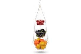 4/5/6 tier metal wire hanging organizer fruit vegeta. Copper Iberg 3 Tier Fruit Basket Hanging Baskets For Storage Kitchen Bathroom Organiser Copper Matt Blatt