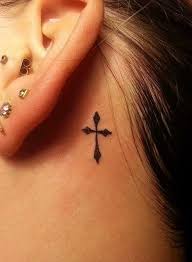 Those who are newbies behind bars with a teardrop tattoo will make a lot of enemies, fast. Back Ear Cross Behind Ear Tattoo