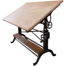 Vintage Cast Iron Wood Drafting Table By The Frederick Post Co Antique Drafting Table Wood Drafting Table Drafting Table