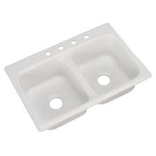 Glacier Bay Beaumont Drop In Acrylic 22 In 4 Hole Double Bowl Kitchen Sink In White 10400 Double Bowl Kitchen Sink Double Basin Kitchen Sink Sink