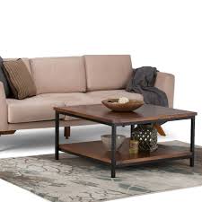 Skyler Square Coffee Table In Dark Cognac Brown Simpli Home 3axcsky 02 In 2020 Coffee Table Square Coffee Table Modern Industrial Coffee Table