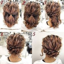 You can have so much fun with your bangs! Updos For Short Curly Hair Simple Prom Hair Hair Styles Short Hair Styles