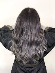 Ash Grey Balayage Ombre Highlights Gray Balayage Ash Gray Balayage Brown Hair Balayage