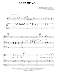 The best of you chords by foo fighters with chords drawings, easy version, 12 key variations and much more. Best Of You Sheet Music Foo Fighters Piano Vocal Guitar Right Hand Melody