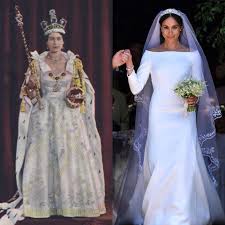 The dress was inspired by botticelli's famous painting primavera, as seen through motifs of star lilies. Meghan Markle S Wedding Dress Paid Tribute To Queen Elizabeth Ii S 1953 Coronation Gown