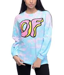 Odd Future Of Donut Logo Blue Pink Tie Dye Long Sleeve T Shirt Zumiez Womens Long Sleeve Shirts Tie Dye Long Sleeve Odd Future Clothing