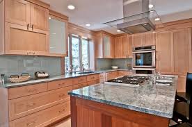 Aqua Glass Backsplash With Maple Cabinets Home Kitchens Hardwood Floors In Kitchen Kitchen Redo