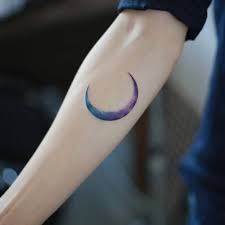 Color Crescent Moon Tattoo On The Right Inner Forearm Trendy Tattoos Tattoos Moon Tattoo