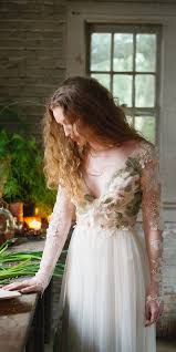 Claire Pettibone Floral Primavera Wedding Dress With Embroidered Tulle Open Low Back Embroidered Wedding Dress Wedding Dress Long Sleeve Wedding Dresses Lace