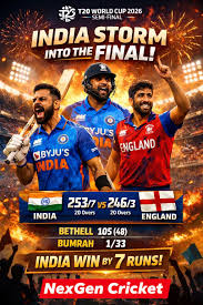 India wins semifinal against England in T20 World Cup 2026