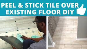 Maintaining your peel and stick tile floor is easy. Best Luxury Vinyl Tile Peel Stick Over Existing Bathroom Floor Install Diy Power Couple Youtube