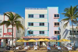 With its pink and blue exterior and neon lighting, this is a true landmark art deco hotel. Miami Beach Florida Hotel Starlite Hotel Lodging Accommodations South Beach