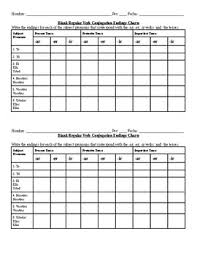 Blank Spanish Verb Conjugation Chart Worksheets Teaching