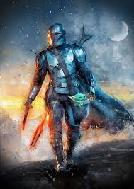 Mando And Baby Yoda Star Wars Painting Star Wars Pictures Star Wars Poster