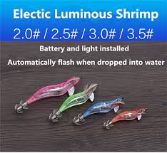 Leo 1pc 10 11 13cm Led Wooden Shrimp Fishing Lure Luminous Squid Jig Hard Bait Fishing Tackle