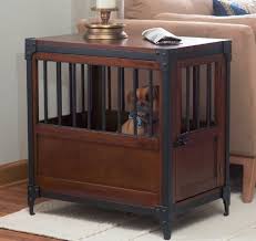 Industrial Style Pet Crate End Table Dog Cage Nightstand Wood Metal Br Zilcky Pets Family Crate End Tables Pet Crate Dog Crate