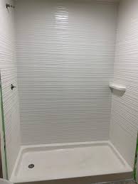 Our Stripe Cultured Marble Shower Wall Surround 3 Panel Kit Bathtub And Shower Wall Surrounds Shower Wall Kits Marble Shower Walls Cultured Marble Shower Walls