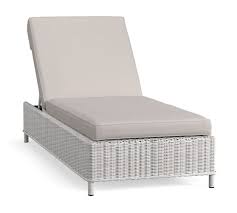 Whether you're beachside, poolside, or merely dreaming of being at one, nothing says glamor and leisure like a fine chaise lounge. Torrey All Weather Wicker Single Chaise Lounge White Wash Pottery Barn
