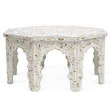 For a rustic take on these living room furniture, opt for wooden coffee tables. India Impression Wooden Bone Inlay Coffee Table Id 8122314312