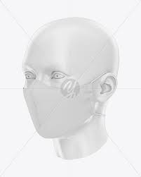 Download Face Mask With Elastic Cord Front Half Side View In Apparel Mockups On Yellow Images Object Mockups