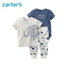 Carters 3 Piece Baby Children Kids Clothing Boy Summer Elephant Babysoft Bodysuit Pant Set 127g895