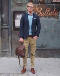 Black Blazer Khaki Pants Brown Shoes Men S Navy Blazer Blue Long Sleeve Shirt Khaki Cargo Pants Brown Leather Brogues Mens Street Style Mens Fashion Casual Cargo Pants Men