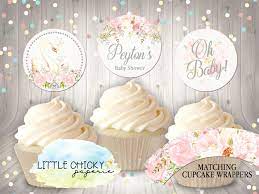 Swan Baby Shower Cupcake Toppers With Matching Cupcake Etsy Baby Shower Cupcake Toppers Cupcake Toppers Printable First Birthday Cupcakes