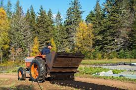 Spreading Compost With Our Custom Built Self Loading Compost Spreader Organic Farming Broadfork Farm Compost Farm Compost Mulch