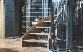 For the staircase and railing, you will get several combinations. Helical Staircase With Curved Glass Railing Siller Stairs