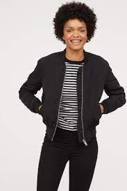 Padded Bomber Jacket Black Ladies H M Us Padded Bomber Jacket Black Bomber Jacket Outfit Black Bomber Jacket