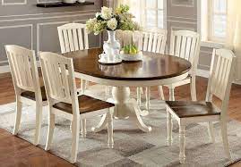 Harrisburg Vintage White And Dark Oak Oval Extendable Dining Room Set Oval Dining Room Table Dining Room Small Small Dining Room Set