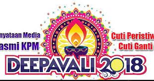 Seperti yang kita tahu, perayaan deepavali pada tahun ini jatuh pada hari selasa iaitu 6hb 11 2018. Skpanji Kenyataan Media Rasmi Kpm Cuti Perayaan Deepavali 2018