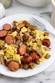 grilled smoked sausage breakfast egg